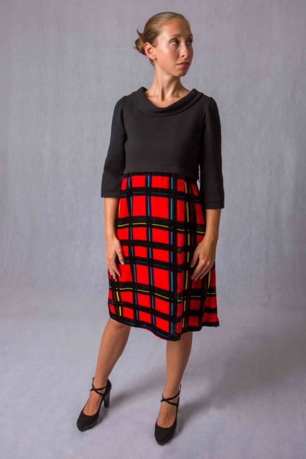 Black double crêpe wool top with three-quarter sleeves - Image 5