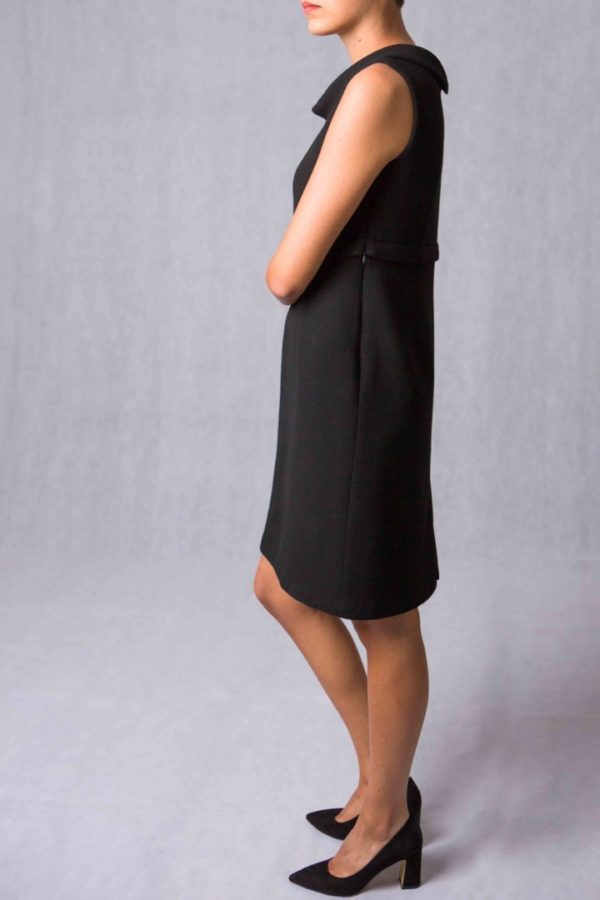 The Divisible Dress in black double crêpe wool - Image 2