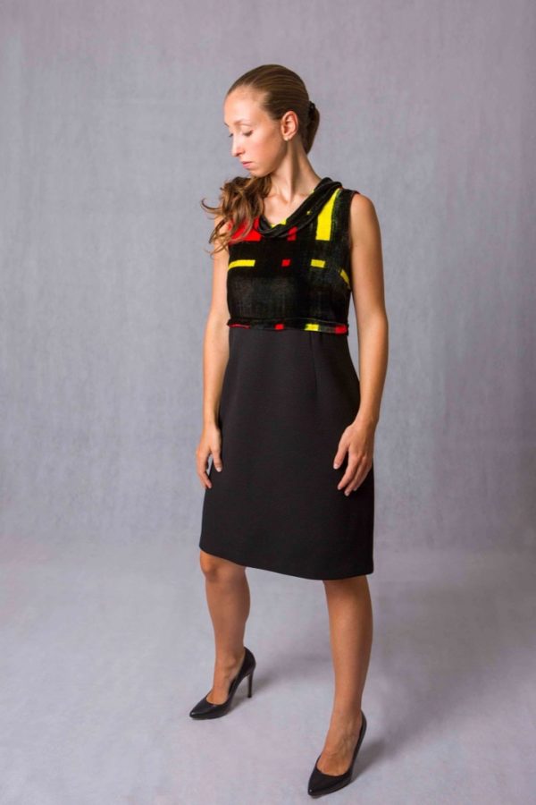 The Divisible Dress in black double crêpe wool with three-quarter sleeves - Image 6